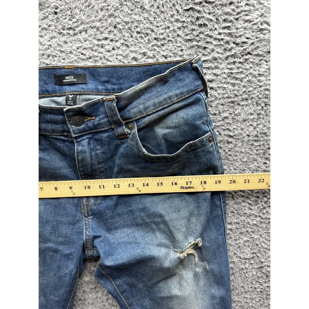 True Religion Rocco Relaxed Skinny Distressed Denim Jeans‎ Blue Mens Size 31